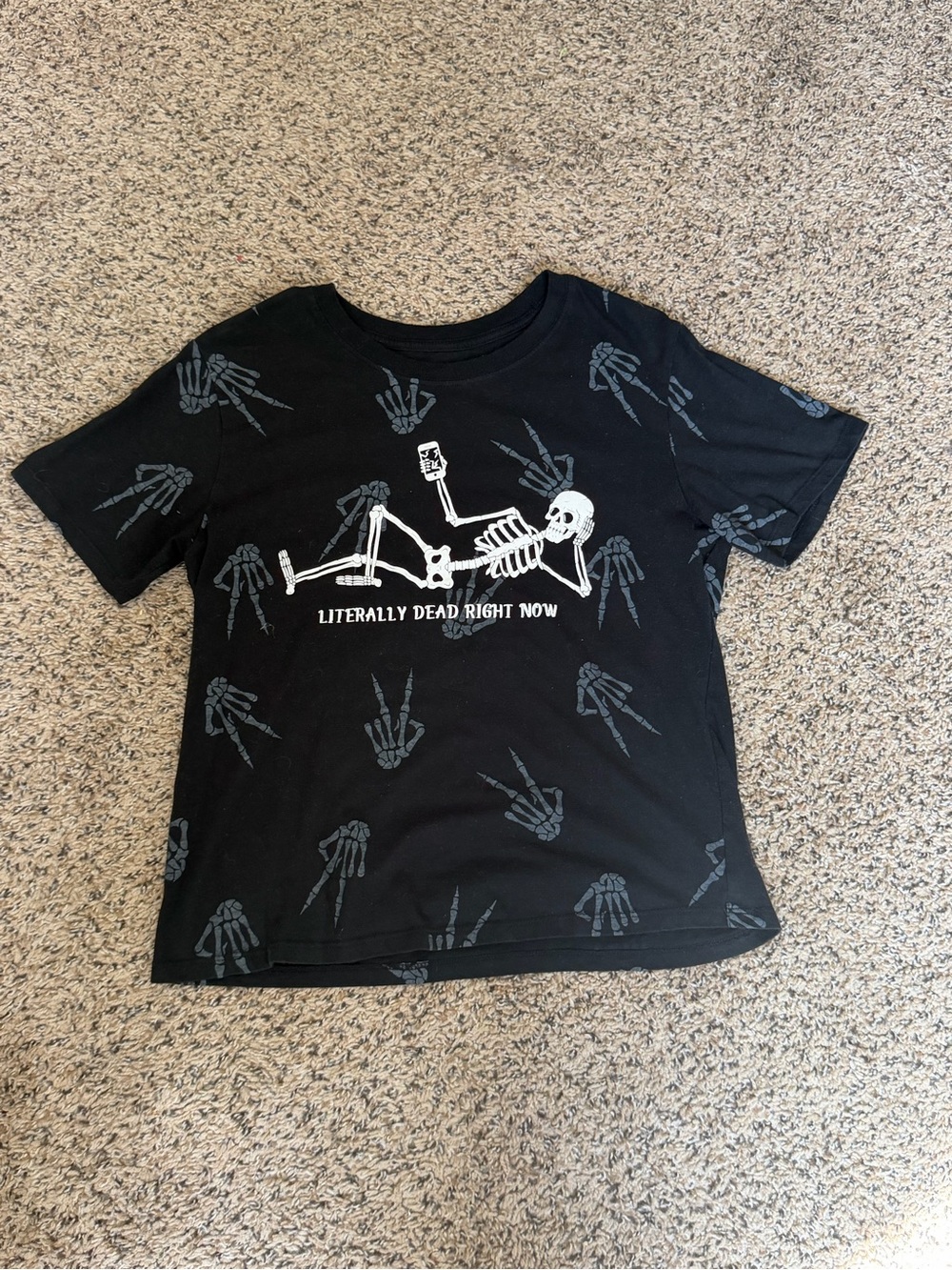 Zoe + Liv Black Tee with White Skeleton Graphic